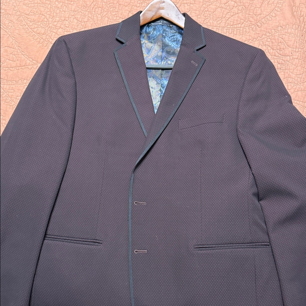 Van Heusen Charcoal Blazer with Floral Blue Lining